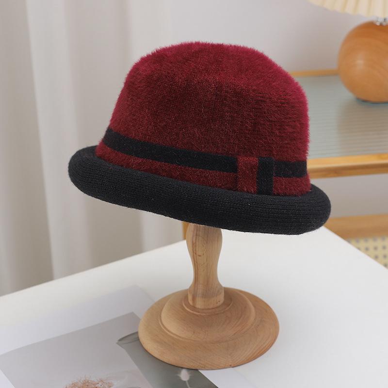 

Цветовая блокировка Корейская версия Осень и Зима Новая шляпа для женщин Модная полосатая шляпа-рыбак Зимняя универсальная шляпа-горшок Трендовая и теплая шляпа-ведро average size