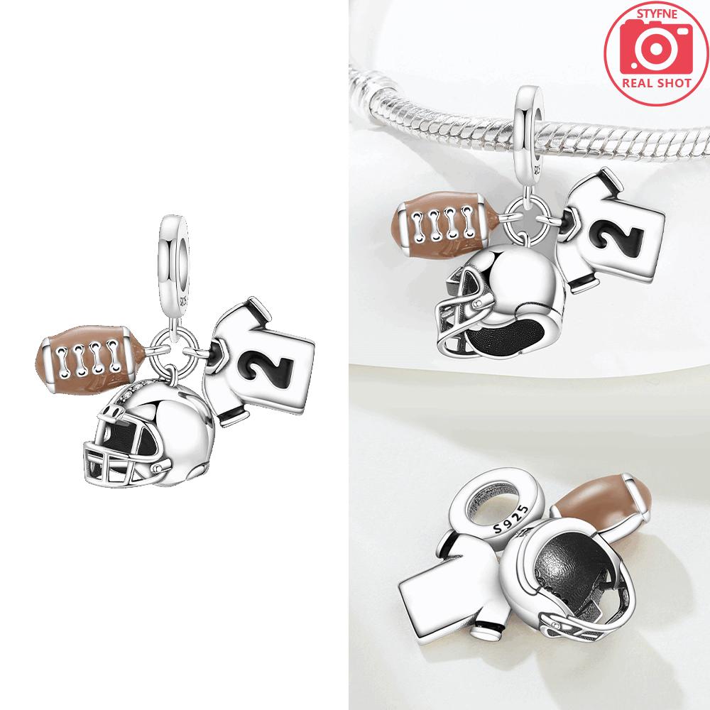 Bowling Ball Original Copper Pendant Globe Table Tennis Travel Airplane Pendant Beads Fit Bracelet Women Jewelry Making Gift