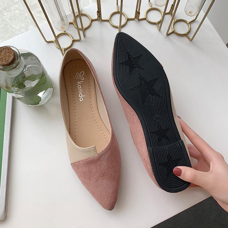 Płaskie buty z czubkiem w szpic Damskie Jednolite Patchworkowe Buty Codzienne Oddychające Baleriny Codzienne Uniwersalne Wygodne Mokasyny