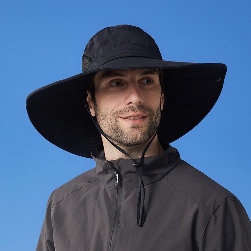 Summer Big Brim Breathable Sunscreen Fisherman Hat Men's Outdoor Mountaineering Fishing Hat Sunshade Hat
