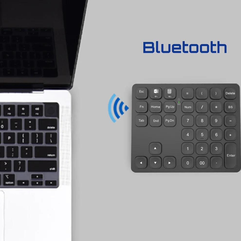 Duale Bluetooth-Zifferntastatur, wiederaufladbar, kabellos, Nummernblock für iPad, Laptop, Windows, iOS, Slinet Digital-Tastatur