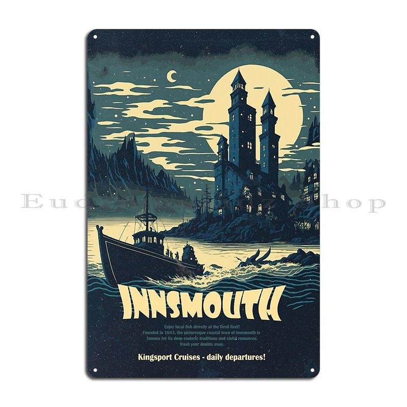 Innsmouth Vintage Travel Advertisment Arkhamtravel Metal Sign Mural Customize Personalized Funny Club Tin Sign Poster