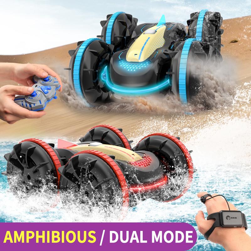 Remote Control Vehicle Amphibious RC Race Car Toy  Waterproof LED Lights Flexible Control & Wrist Remote