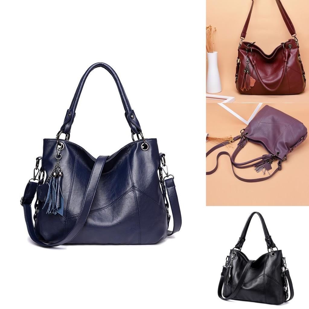 Stylish Large Pu Tote Bag With Trendy Tassels And Spacious Interior For Everyday Use