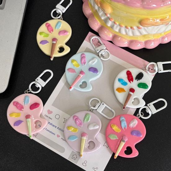 Keychain Pendant Artist Palette Brush Design Keychain Pendant with Metal Lobster Buckles Bags Keys Backpacks Keyring