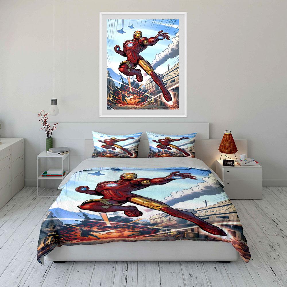 Iron Man Action Scene. Bedding Sets Duvet Cover Sets Duvet Covers Pillowcases(1 * Duvet Cover 2 * Pillowcases Without Duvet Insert)