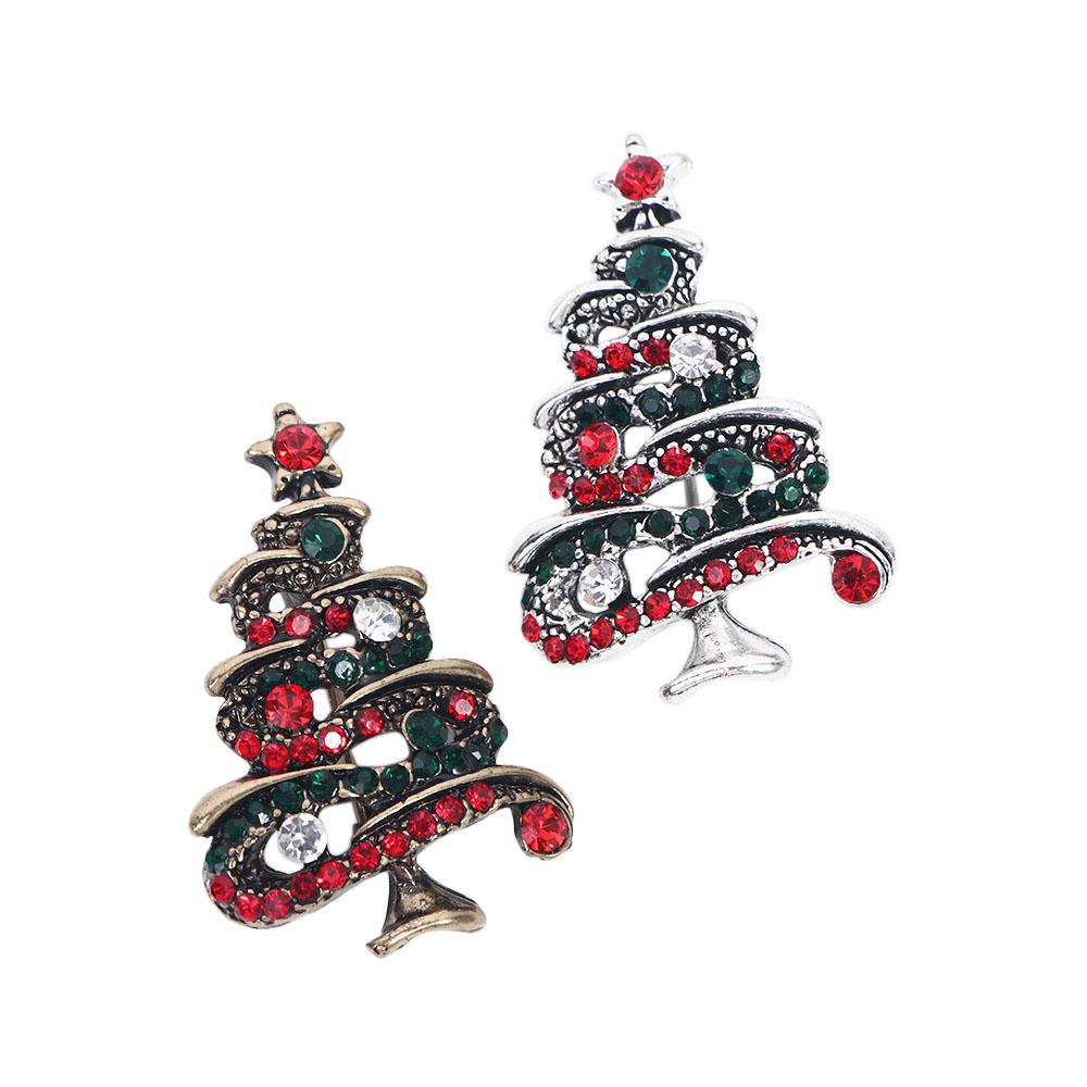 Kristallkragen Brosche Weihnachtsmann Bunter Schmuck Baum Vintage Strassnadel Weihnachtsbaum Brosche