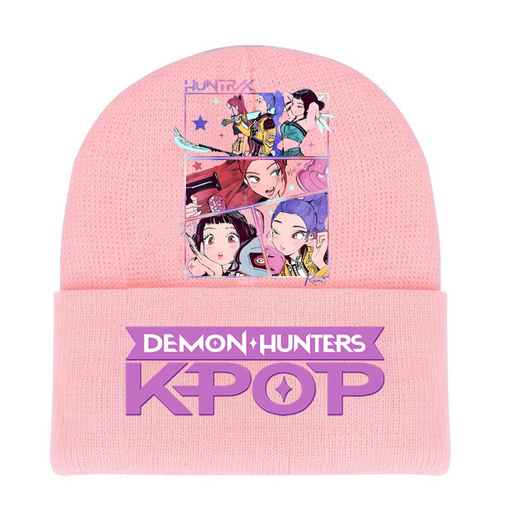 Kpop Demon Hunters HUNTRIX SAJABOYS Letter Printed Rolled-edge Woolen Knitted Cap Thickened Cold Season Adult Hat Fans Birth Date Present