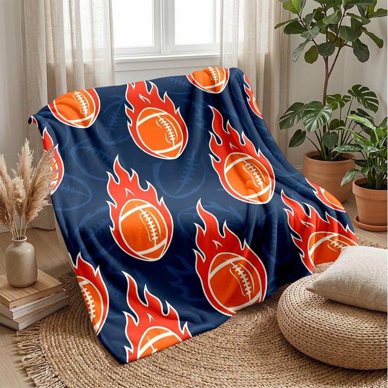 Flame and Water Soccer Theme blanket Lightweight Warm Flannel Blanket Decorative Throw Blanket for Home Decoration