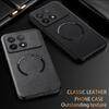 Luxury Leather Magnetic Magsafe Case for POCO X6 X5 Pro F5 Pro C65 M6 Car Mount Case Silicone Shockproof Full Protection Cover