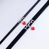 S925 Silver EKG Red Heart Choker Necklace - Black Rope Jewelry for Christmas & Valentine's Day Gift
