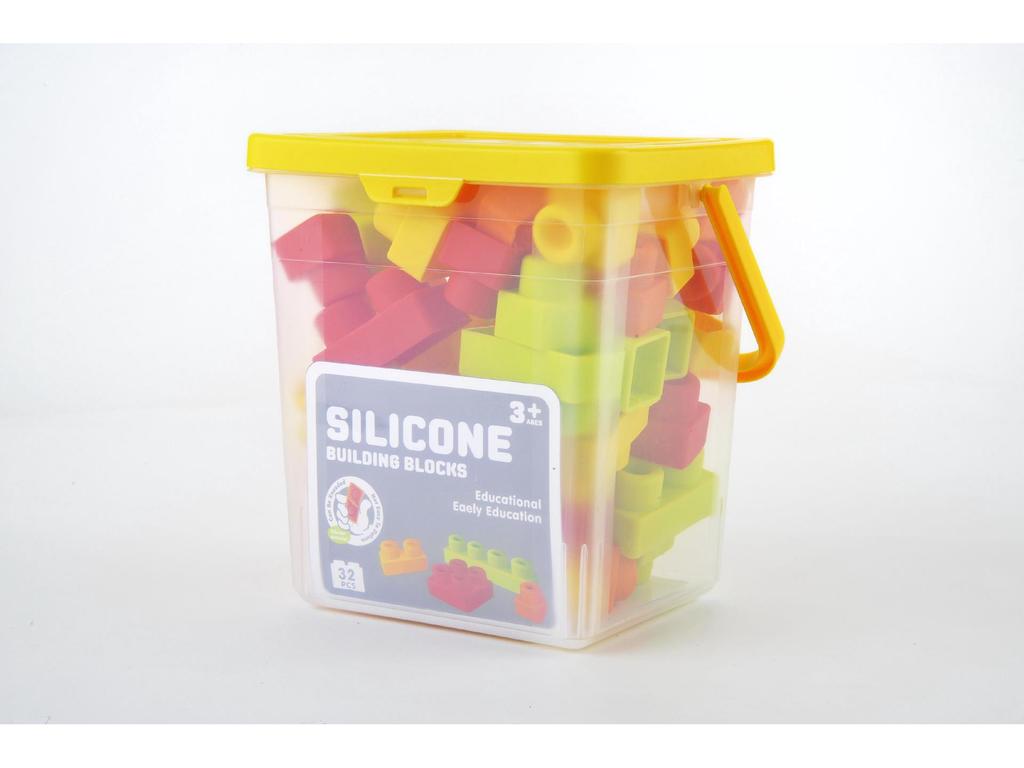 Silicone Teething Building Blocks for Babies - Chewable, Large Pieces, Early Education Toy for 6+ Months