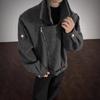 Giacca Casual Corta da Uomo in Lana Grigia Monocolore con Vita Stretta Capospalla Invernale