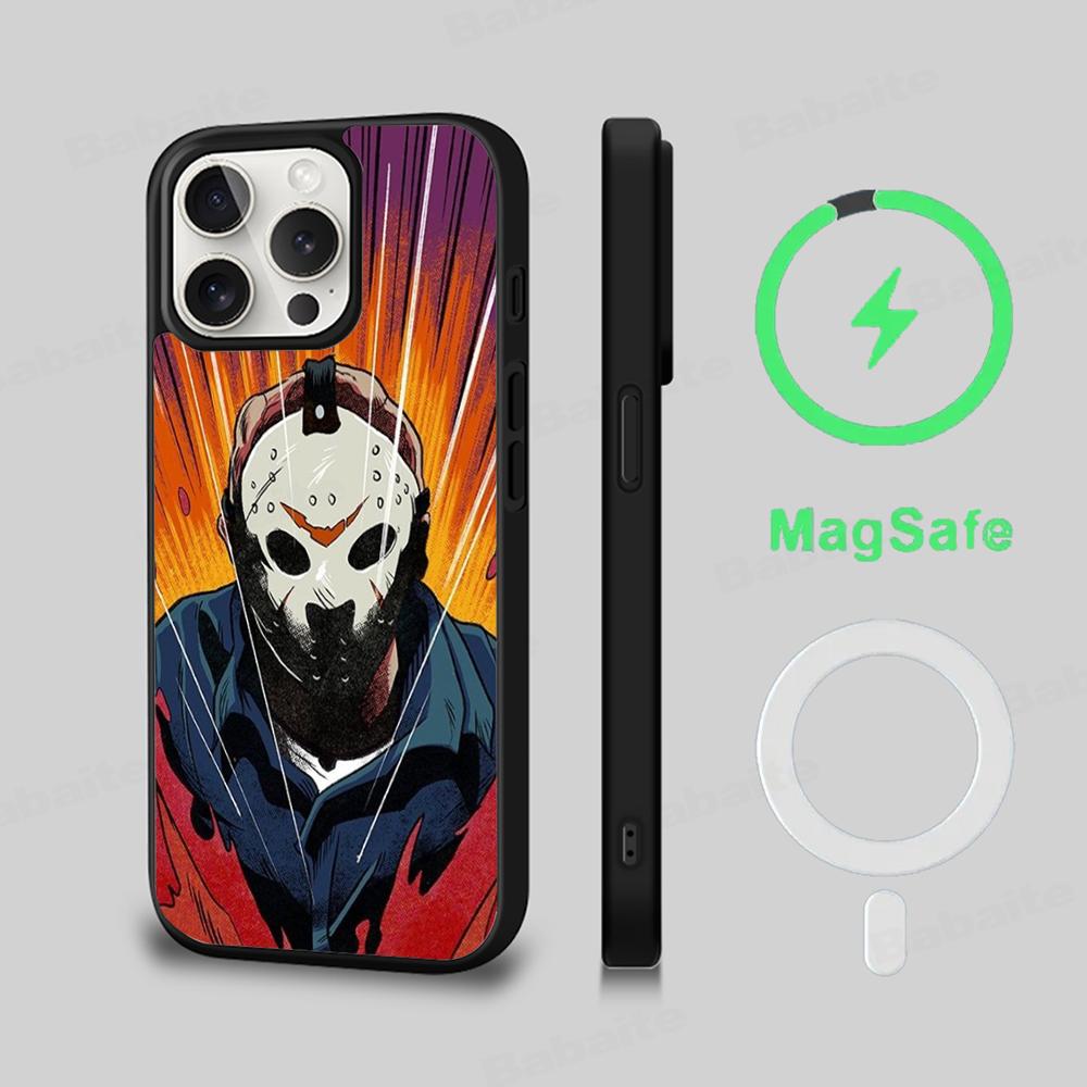 

Чохол для телефону J-Jason V-Voorhees Magesafe Магнітний Бездротова Зарядка Чохол Для iPhone 16 11 12 13 14 15 Pro Max Plus Mini iPhone 13 Pro