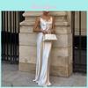 Long Dress With Satin Lace Piping And High Waist For Spring