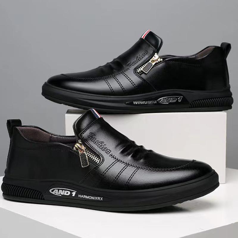 Fashion Trend Brand Loafers Man's Sneakes Business Comfortable Moccasins Casual PU Leather Shoes For Men Summer Zip Flat 39-44