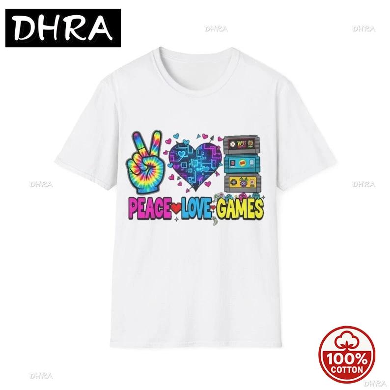 

Peace Love Games TShirt Retro Gamer Tee Colorful Gaming Shirt for Players Summer Art Short Sleeve Tshirts for Couples TShirt S