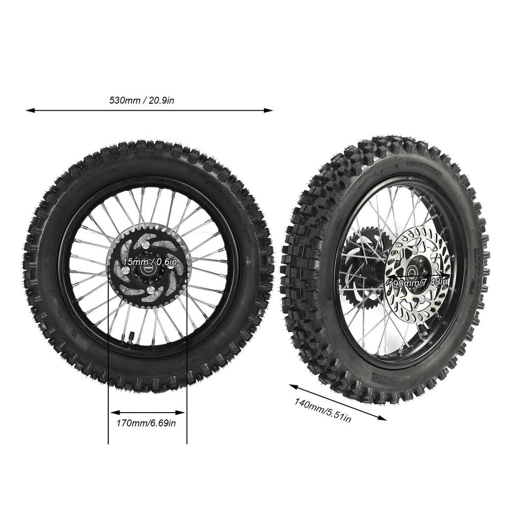 Rear Wheel Rim Tire Replacement 14in Easy Installation Dirt Bike Rear Wheel Tire Assembly Improved Traction for TSD 110 TD 125