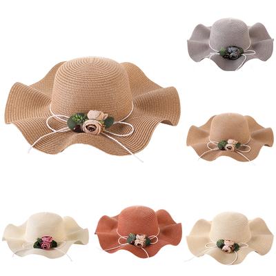 Ladies' Sun Hat Bow Flower Grass Hat Beach Hat