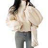 Winter Women Jacket Thick Fleece Stand Collar Zipper Closure Long Sleeves Warm Windproof Heat Retention Outdoor Coat