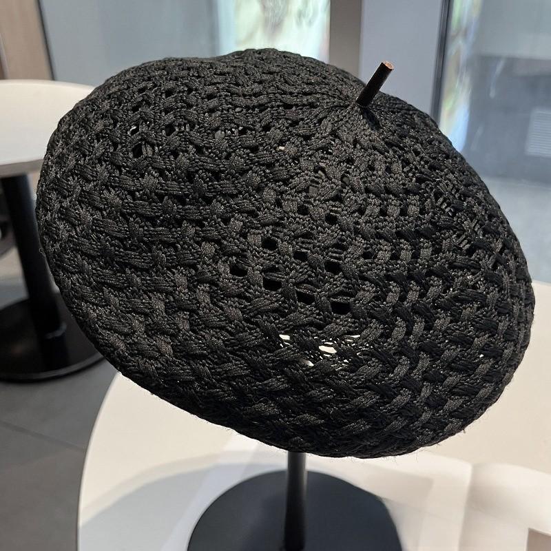 Small Fragrance Style Beret Hat For Women Summer Breathable Knitted Fashion Accessory