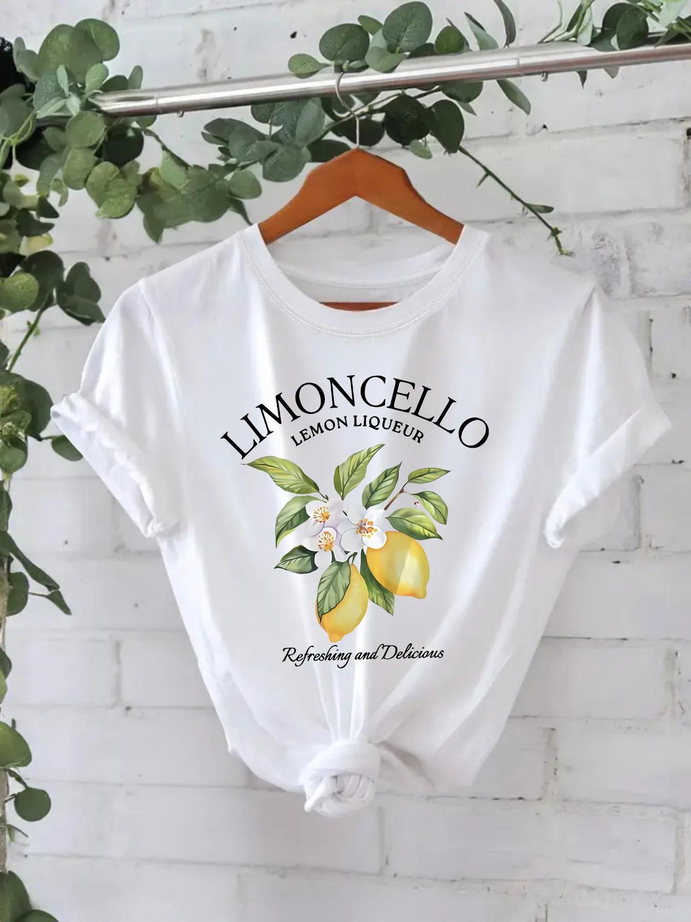 

Summer Short Sleeved Round Neck Women Tshirt Cute Lemon Pattern Printed Tshirt Cotton Vintage Graphic T Shirts Female Clothing S