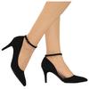 Women's 80mm Velvet Toe Ankle Strap D‘orsay Pumps High Heels Pump Party Wedding Dress Shoes Shoe