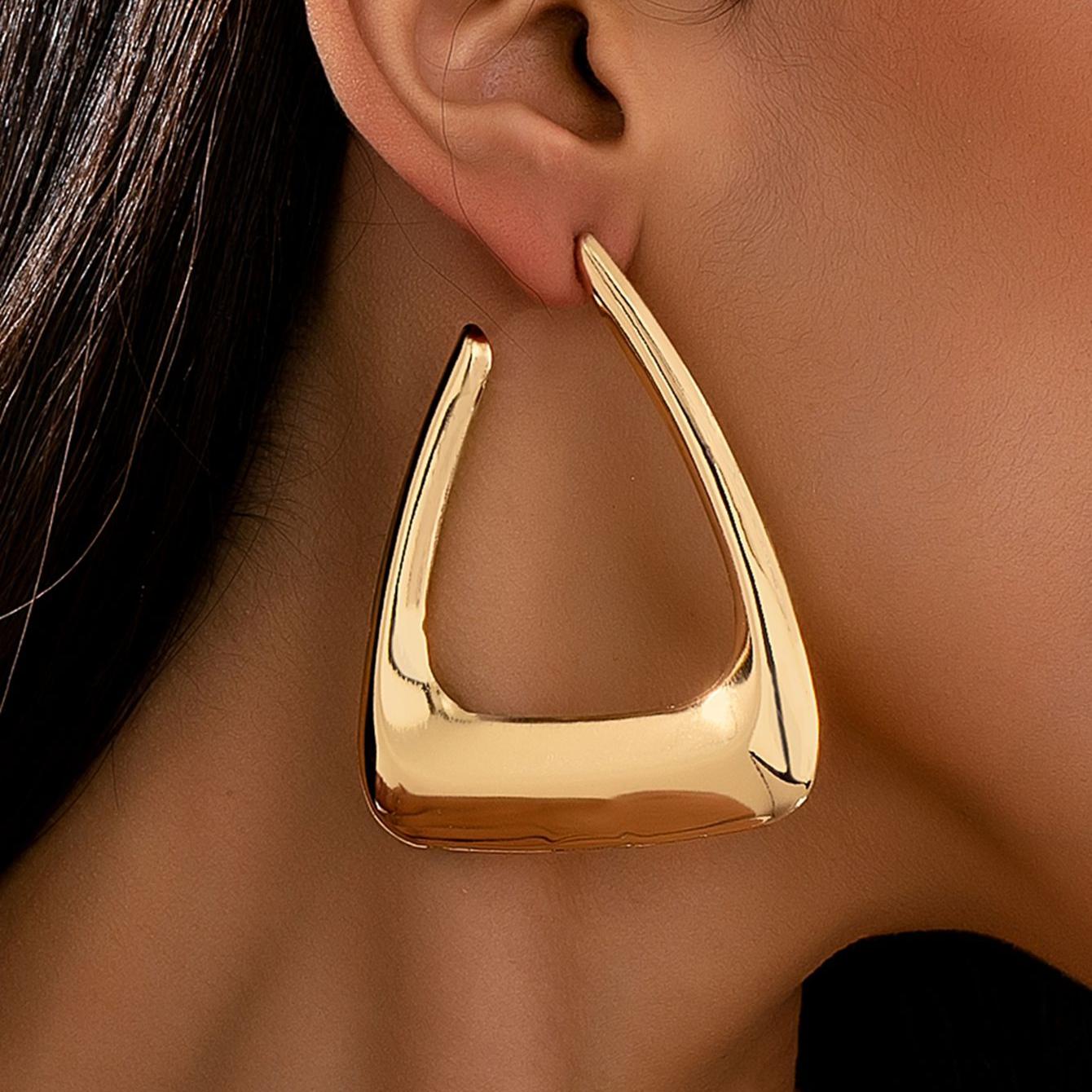 

A Pair of Stylish Geometric Minimalist Triangle Exaggerated Earrings Suitable for Everyday Wear by Women