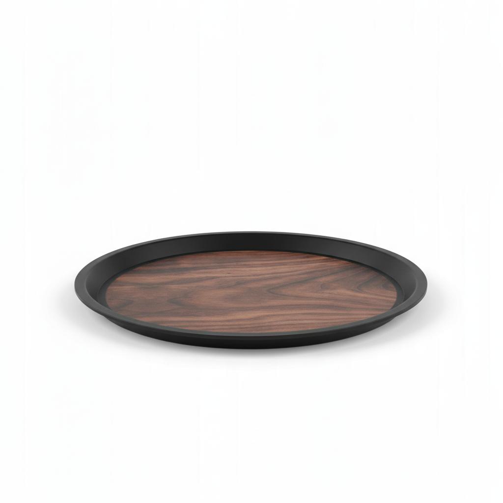 WAITER'S TRAY FOR CARNIVAL NON-SLIP WOOD IMITATION BROWN ROUND 36Cm