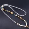 White Crystal Bead Thangka Amulet Necklace & Sweater Chain