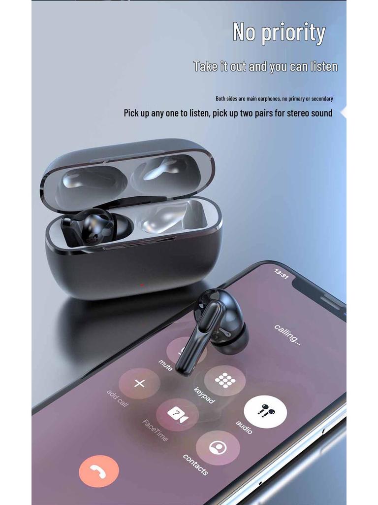 MAX50 Zinc Alloy Bluetooth Earphones with Dual Noise Cancelling and Fingerprint Touch - High Quality Wireless Earphones.