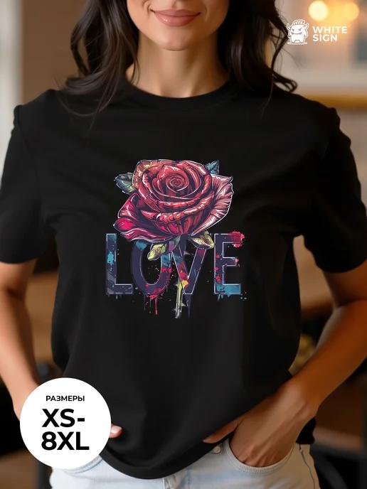Oversized cotton youth T-shirt with LOVE print XL