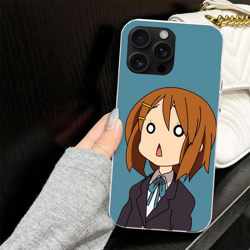 K On! Hirasawa Yui Anime Case for iPhone 17 Air 16 16E 15 14 11 Pro Max Soft Phone Cover 12 13 Mini 7 SE 2020 8 Silicone Black C