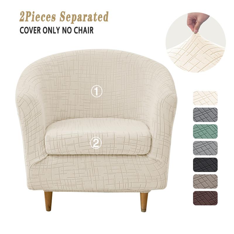1 Set Jacquard Club Tub Sesselbezug mit Kissenbezug Schmutzabweisender Sessel Überwurf Dehnbarer Einzelsofa Bezug für Wohnzimmer