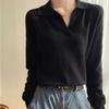 POLO-Kragen Strickpullover Damen Herbst und Winter Modischer Lockerer Pullover Vielseitiger Einfarbiger Freizeitpullover