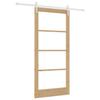 Sliding Door Natural 93 X 202 Cm Solid Pine Wood and Glass