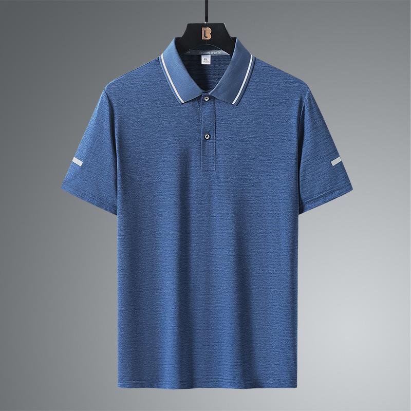 Koszulka polo Summer Ice Silk z krótkim rękawem, biznesowa koszulka polo, męska, szybkoschnąca, cienka, z krótkim rękawem, koszulka T-shirt