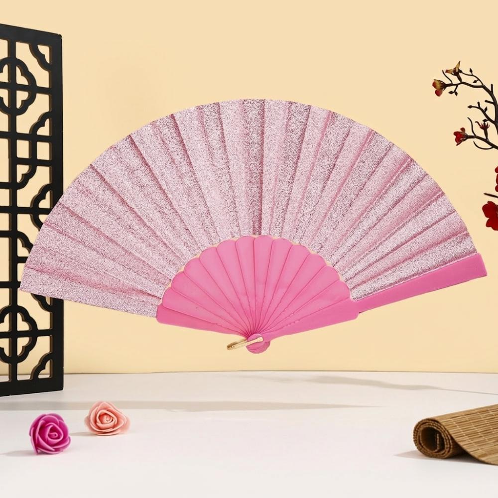 Leuchtender Falt-Handfächer Unifarbener Klassischer Fächer Leichter Kunststoff Glitzerfächer Festivals