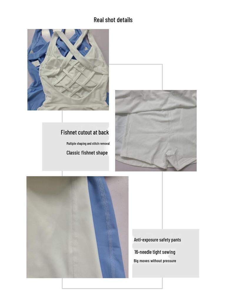 Women's Slim Fit Tennis Skirt with Built-In Shorts & Fishnet Back Sportswear