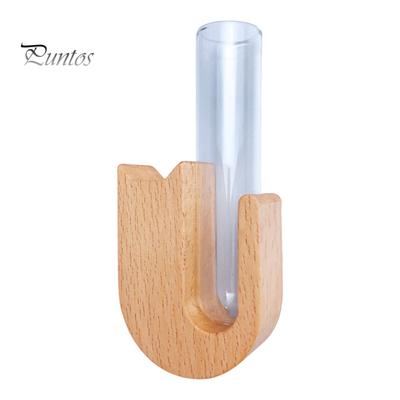 Hydroponic Plants Test Tube Vase Wooden Cat Dog Whisker Collector Refrigerator Magnet Plants Propagation Vase Home Office Fridge Decoration
