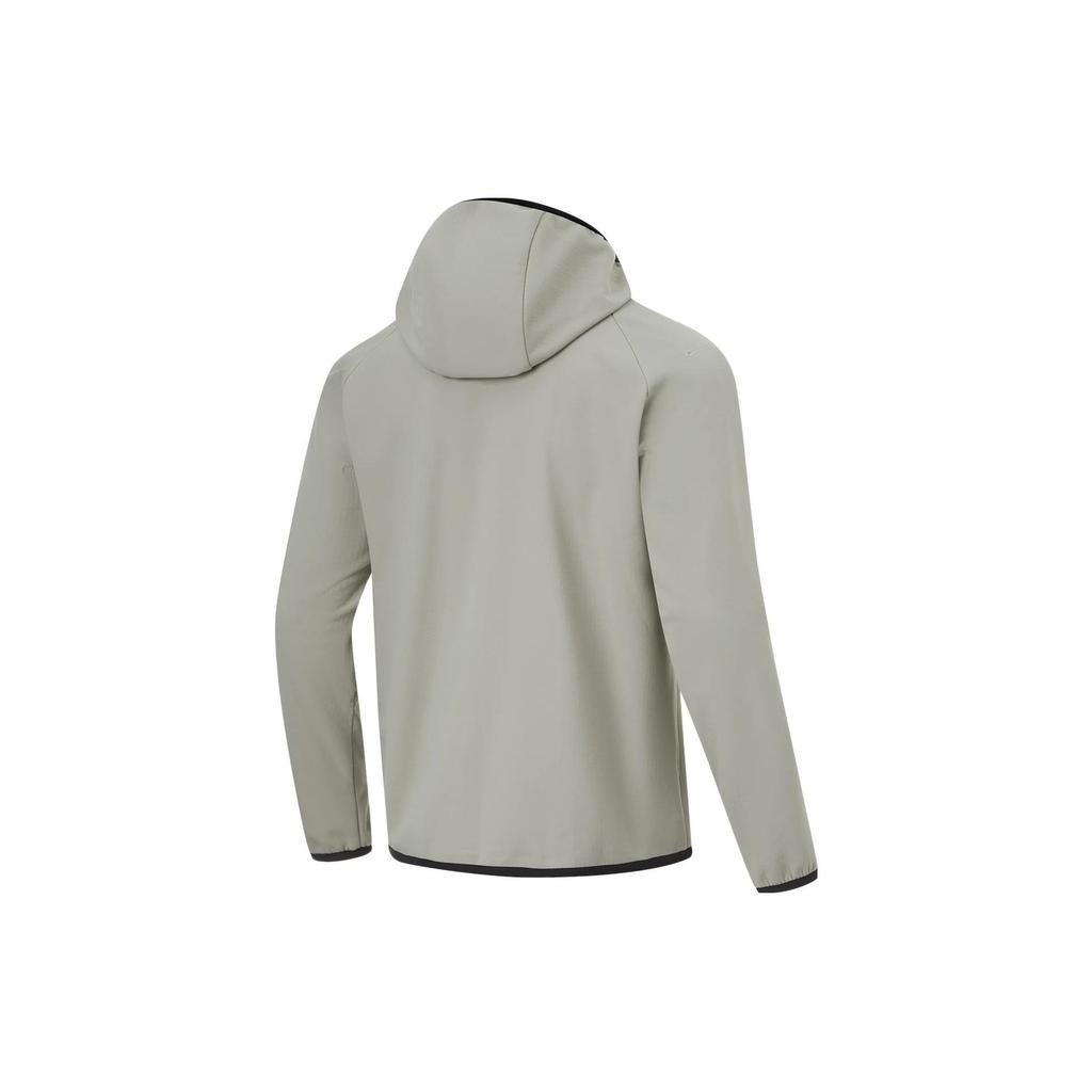 Li Ning Solid Color Zipper Hooded Fleece Sports Jacket Men Jackets Stone-Grey AFDT835-1