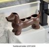 Abs Dachshund Dog Toothbrush Holder Multi Slots Adorable Design For Bathroom Countertop Storage Organizer