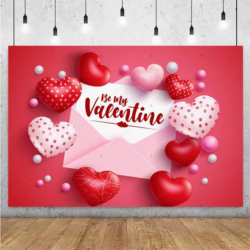 Balloon Red Love Heart Rose Background Happy Valentines Day Backdrop Supplies Valentines Day Party Decoration Photo Shoot Pro