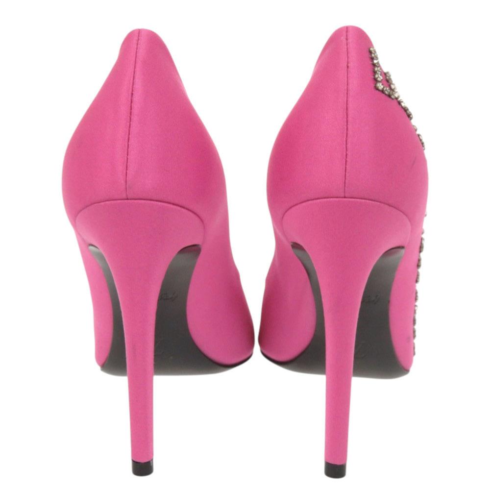 Gebrauchte AUTHENTISCHE LOUIS VUITTON callback Linie Pumps Rosa Satin/Strasssteine