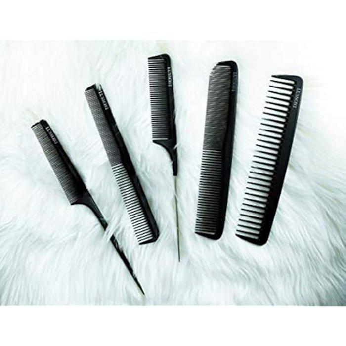 Peigne de coupe - LUSSONI - T4B - Carbone incassable - Ions antistatiques - Denture variée