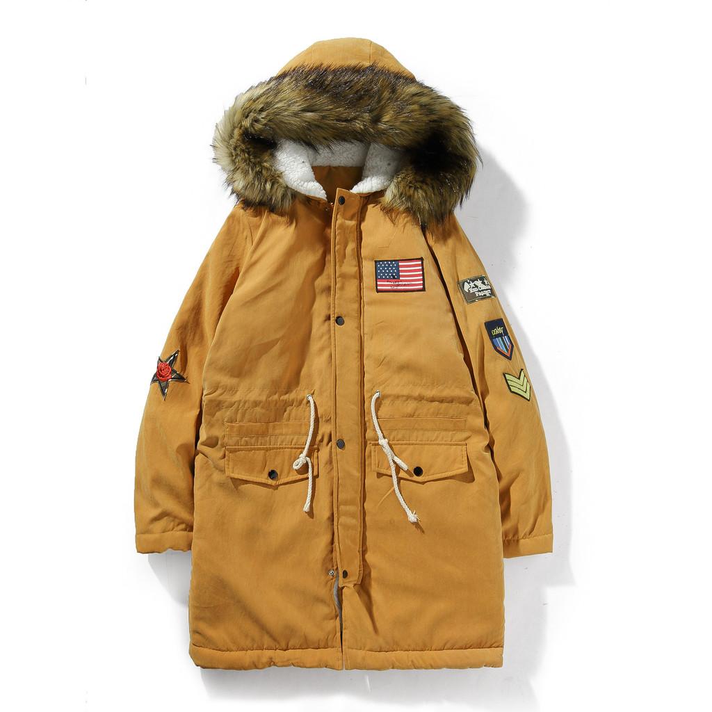 Premium Quality Men's Winter Fur Hooded Long Flight Jacket Fleece Coat For Ultimate Warmth
