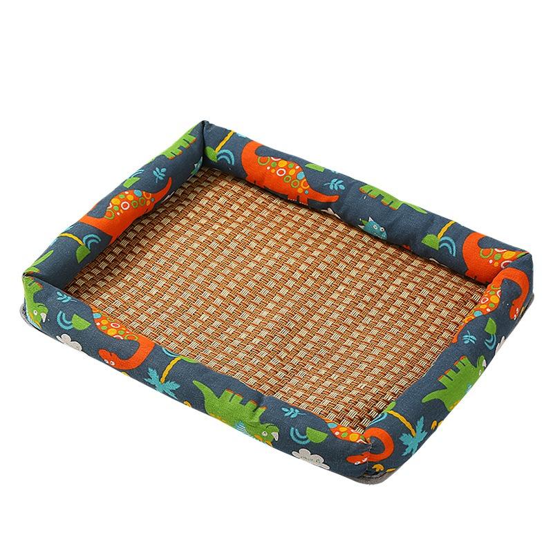 Summer pet dog bed cooling mat cool and breathable cat bed square rattan mat cooling bed universal pet supplies for all seasons (as the picture,S 40x30cm)