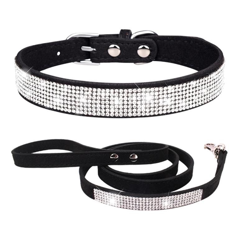 2 Stück Hundehalsband Kordelzug Seil Set Kristall Bling für Strassstein Verstellbares Band Welpe für Katzen Halsbänder Hals Hals St