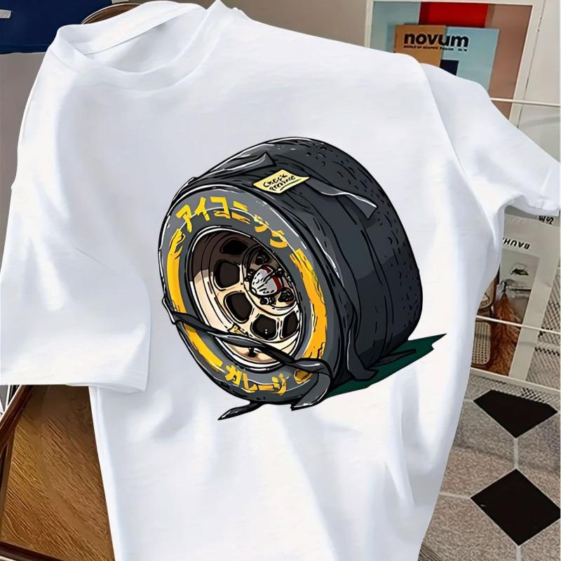 Kids Crewneck Short Sleeve T-Shirt, Car Tire Print