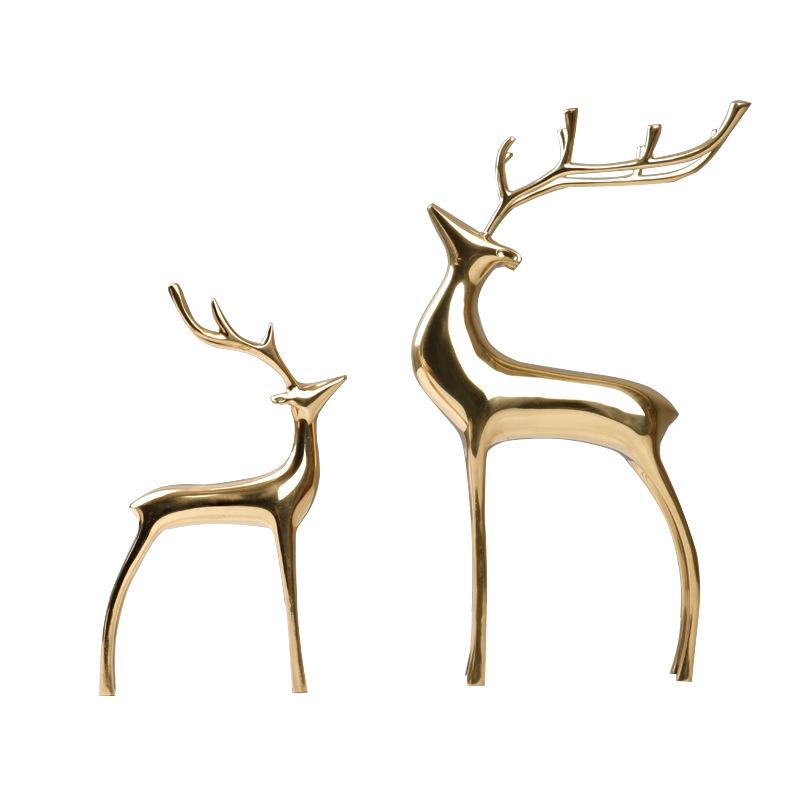 Pure copper deer ornaments creative home decoration dining room entrance wine cabinet display luxury elegant interior decorative